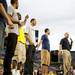 The Michigan basketball team speaks to the students before viewing the game on Saturday. Daniel Brenner I AnnArbor.com